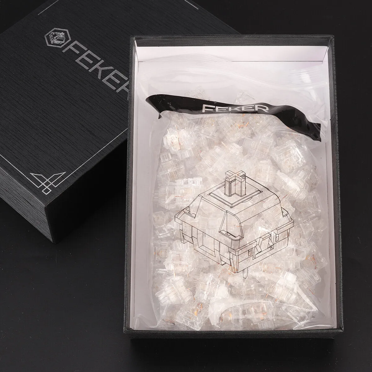 10/70 x FEKER Crystal Switches 3 Pin Linear Prelubed Mechanical Switch for Mechanical Gaming Keyboard