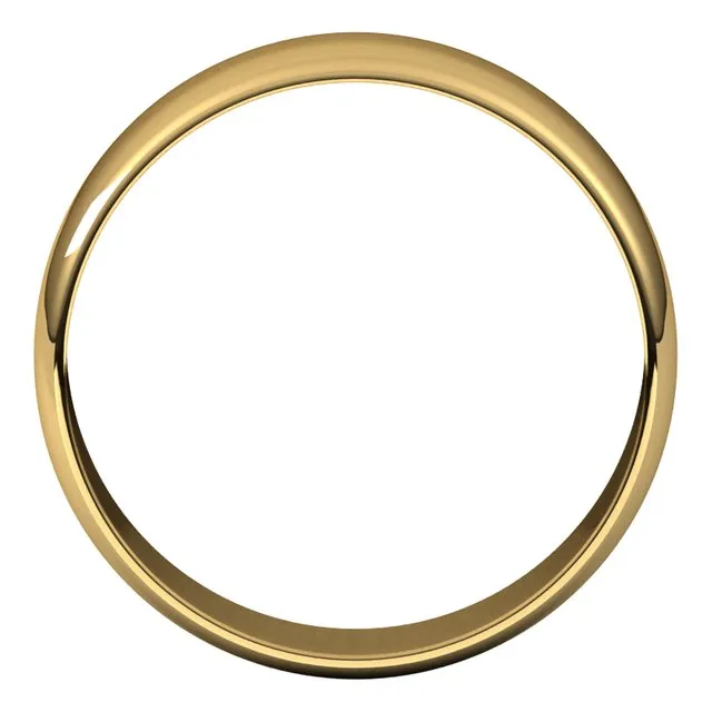 10K Yellow Gold Half Round Ultra-Light Wedding Band, 6 mm Wide