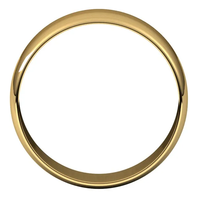10K Yellow Gold Half Round Ultra-Light Wedding Band, 7 mm Wide
