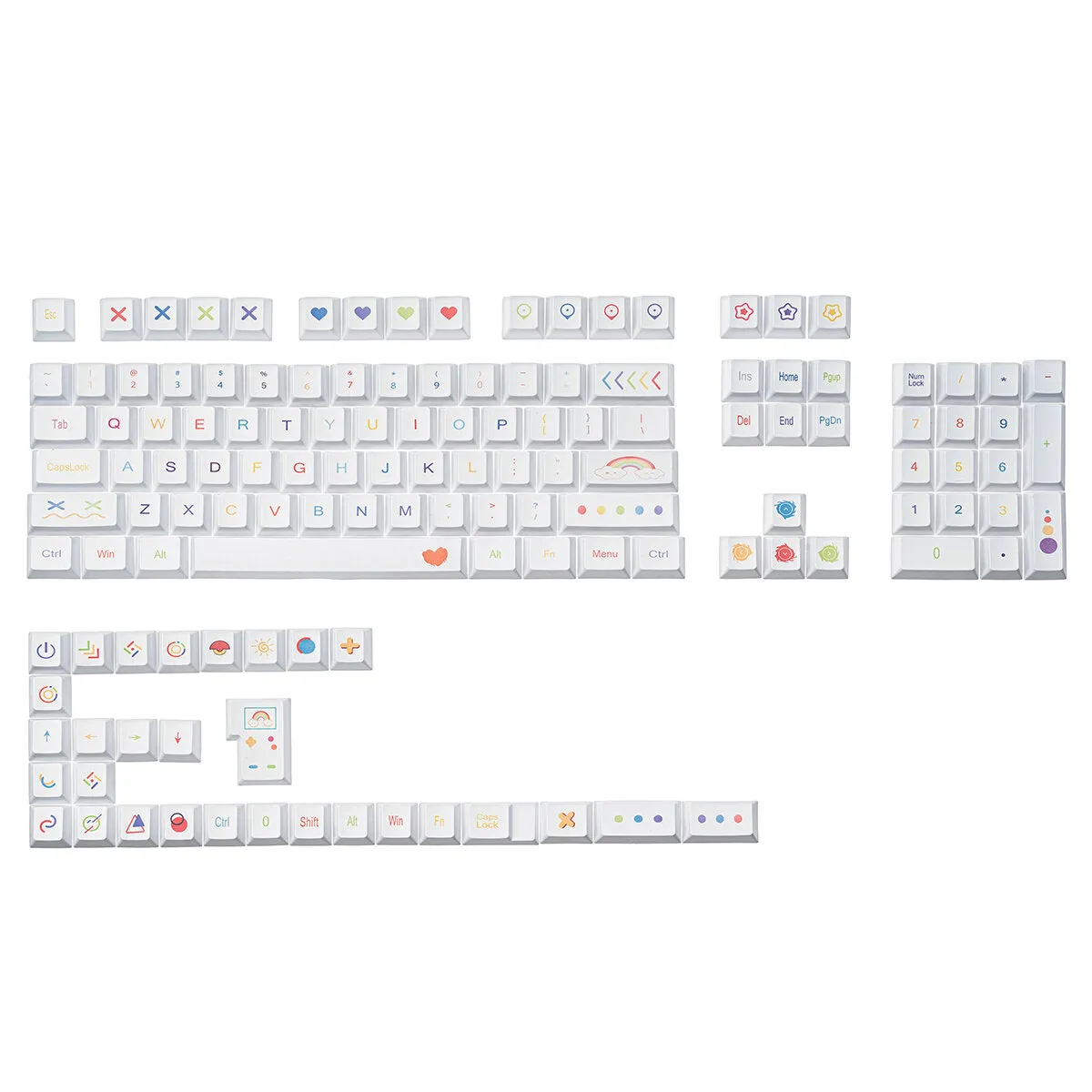 129 Keys Pencil Chalk PBT Keycap Set Sublimation Charry Profile Custom Keycaps for Mechanical Keyboards