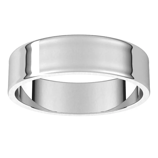 18K White Gold Flat Ultra-Light Wedding Band, 5 mm Wide