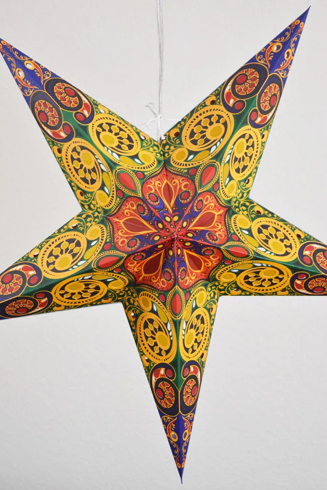 24" Orange Garden Paper Star Lantern, Hanging