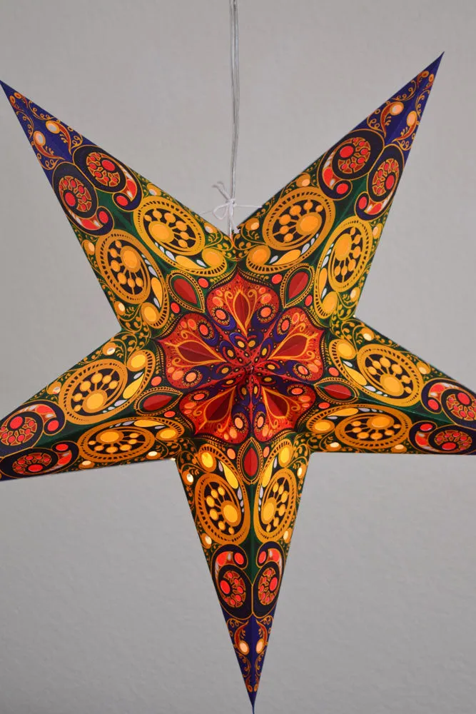 24" Orange Garden Paper Star Lantern, Hanging