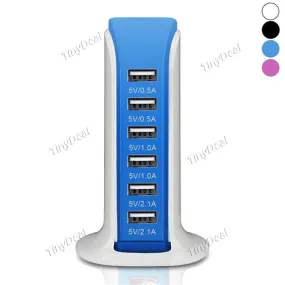 30W 2.1A 6-Port USB Charging Station Hub Multiple Desktop Charger Adapter Quick Charge with EU/US Plug