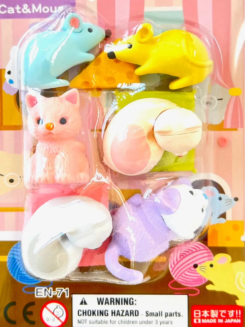 38314 CAT & MOUSE ERASER CARD-10 CARDS