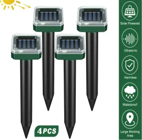4 Pack Solar Power Ultrasonic Mice Gopher Mole Pest Snake Repellent for outdoors and indoors