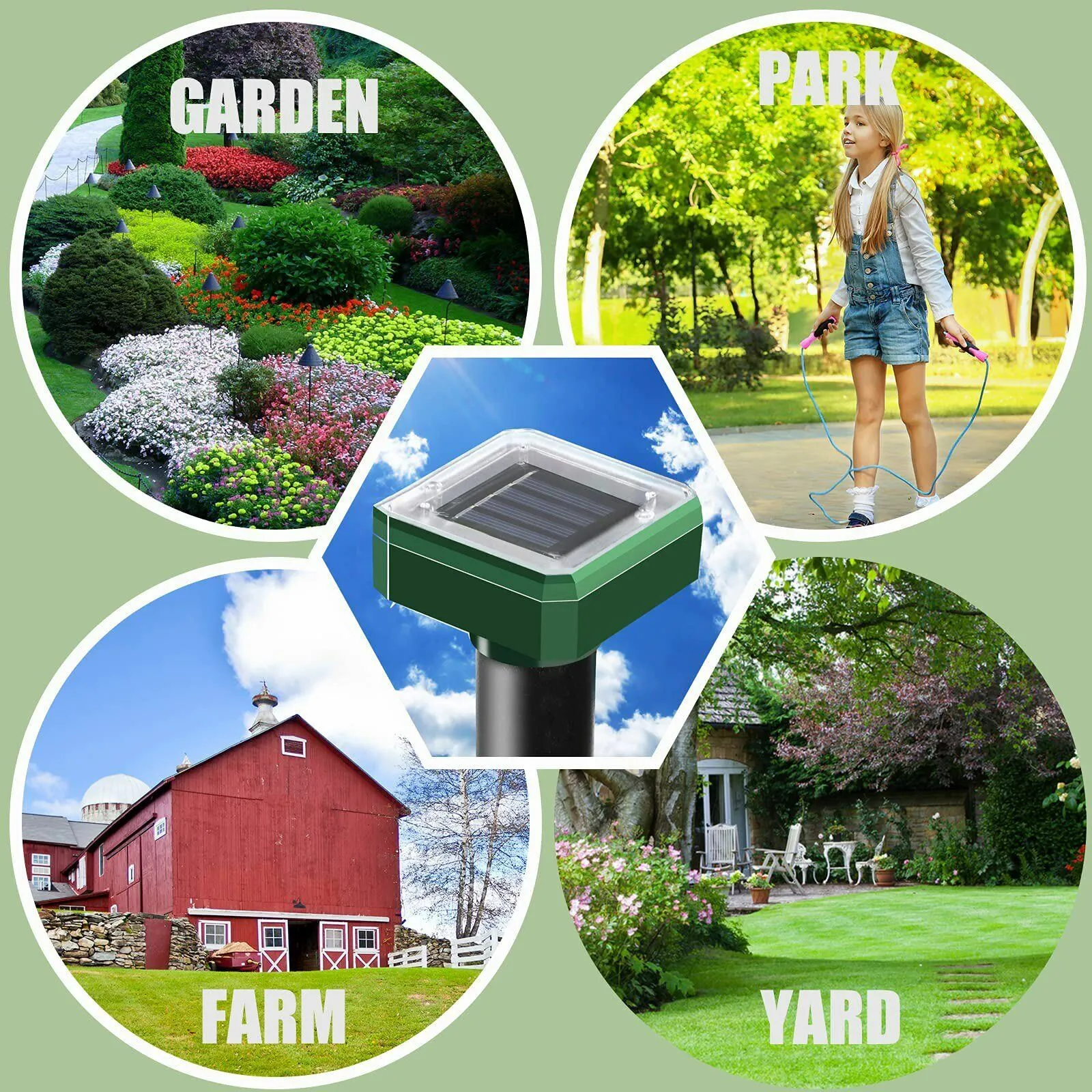 4 Pack Solar Power Ultrasonic Mice Gopher Mole Pest Snake Repellent for outdoors and indoors