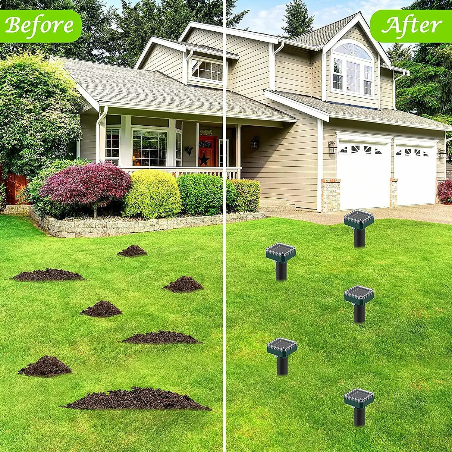 4 Pack Solar Power Ultrasonic Mice Gopher Mole Pest Snake Repellent for outdoors and indoors