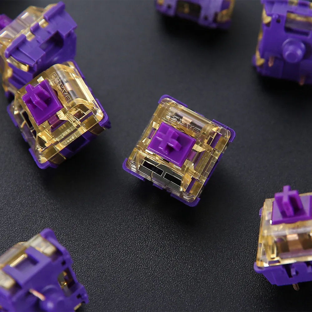 45Pcs DAREU Violet Gold V2 Mechanical Switch 3-Pin Transparent Cover Factory Pre-Lubed Tactile Switch for DIY Customized Mechanical Keyboard