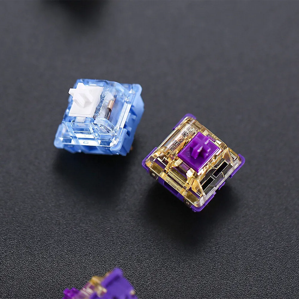 45Pcs DAREU Violet Gold V2 Mechanical Switch 3-Pin Transparent Cover Factory Pre-Lubed Tactile Switch for DIY Customized Mechanical Keyboard