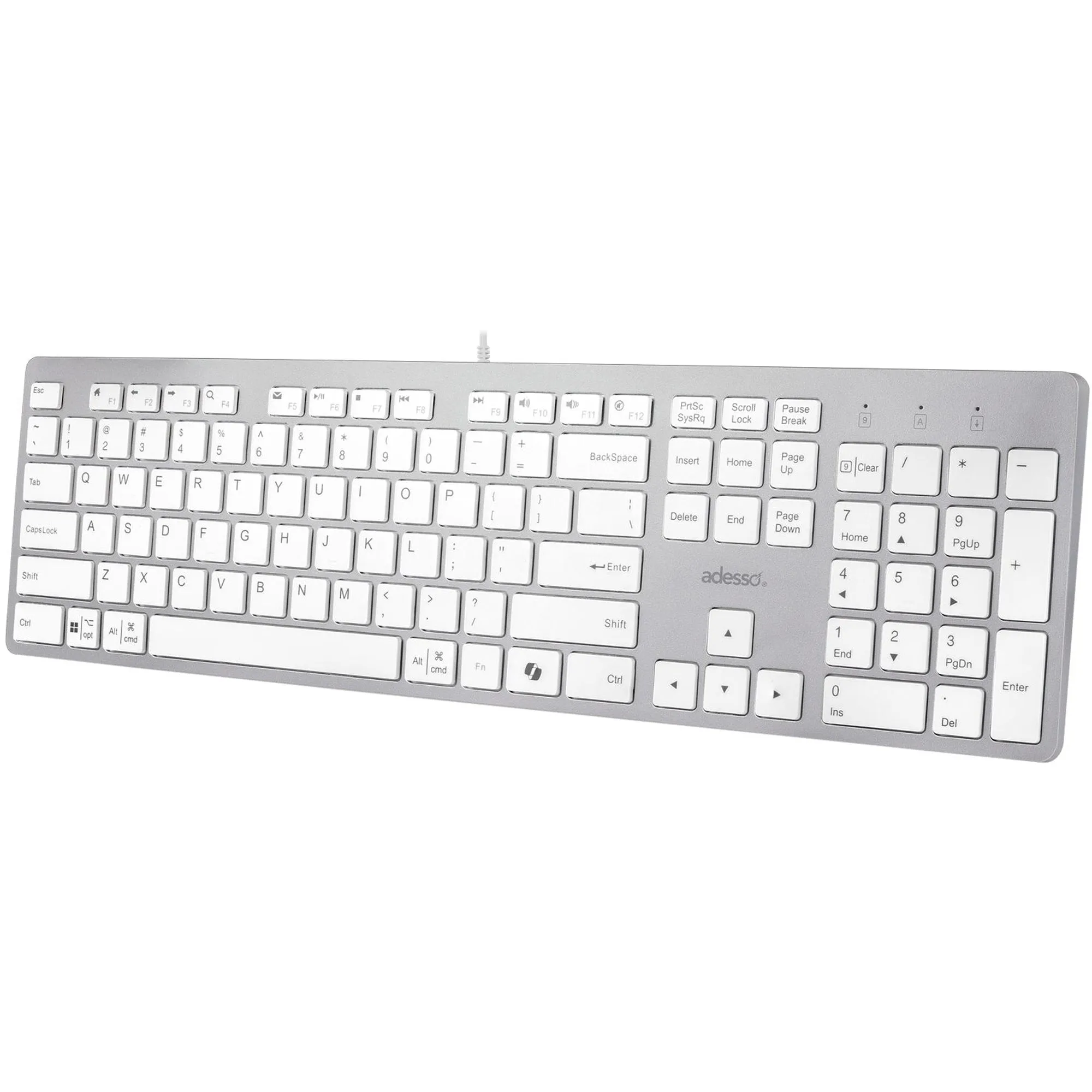 Adesso - Multi-OS Scissor switch Desktop keyboard (White) - White