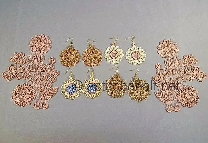 Amandine Freestanding Lace Earrings and Motif