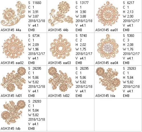 Amandine Freestanding Lace Earrings and Motif