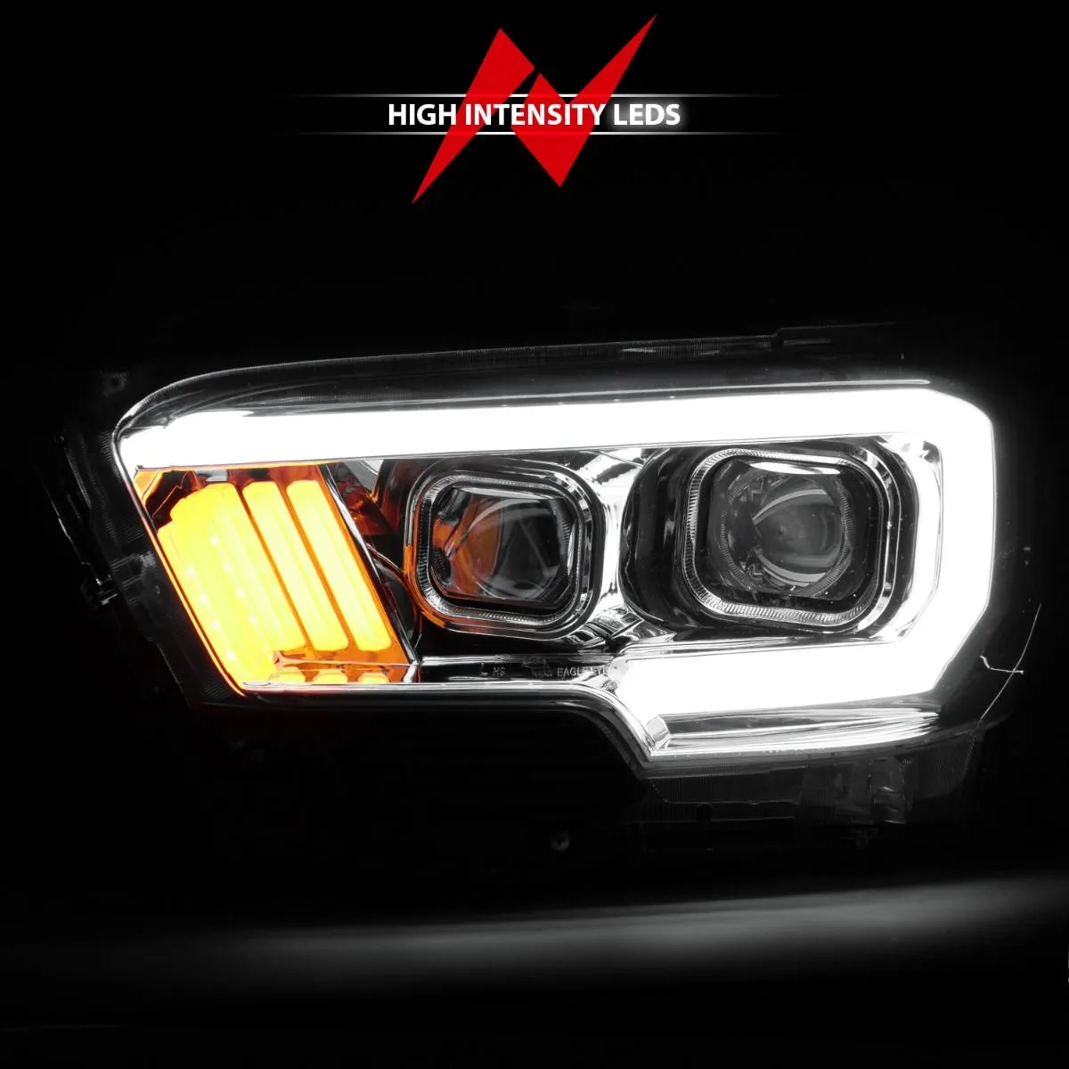 Anzo Projector Plank Style Headlights Chrome For Tacoma (2016-2023)
