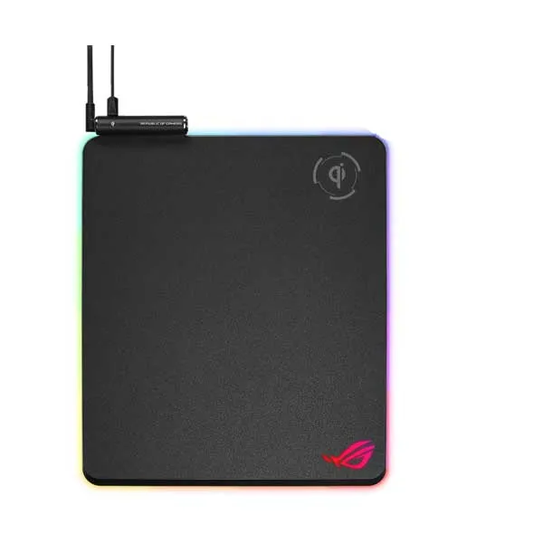 ASUS ROG BALTEUS Qi Wireless Charging RGB Hard Gaming Mouse Pad with Aura Sync lighting and USB Passthrough