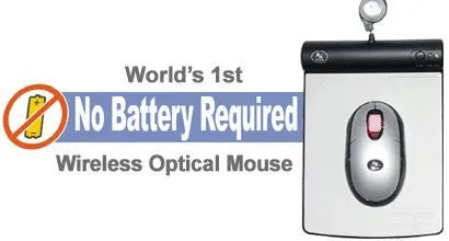 Battery Free Wireless Optical Mouse and a USB 2 ft. Wired Pad - Does Not Use Batteries Totally Green Environmentally Friendly Solution
