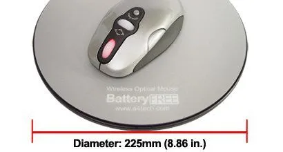 Battery Free Wireless Optical Mouse and Pad (Round) with Vertical and Horizontal Scroll