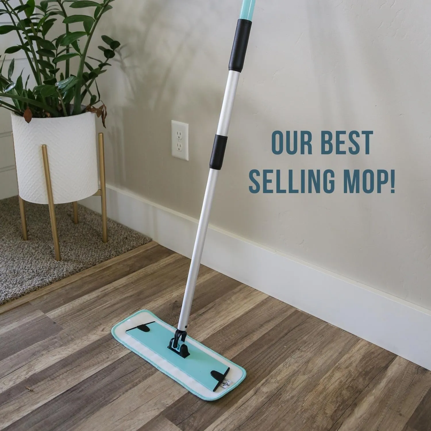 BULK CASE: Don Aslett 12" Microfiber Mop *Aqua* 10 count