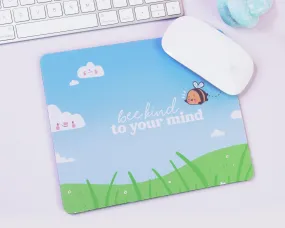 Bumblebutt Bee Summer Mouse Pad | Bee Kind to Your Mind Quote | Positive Kawaii Desk Accessory