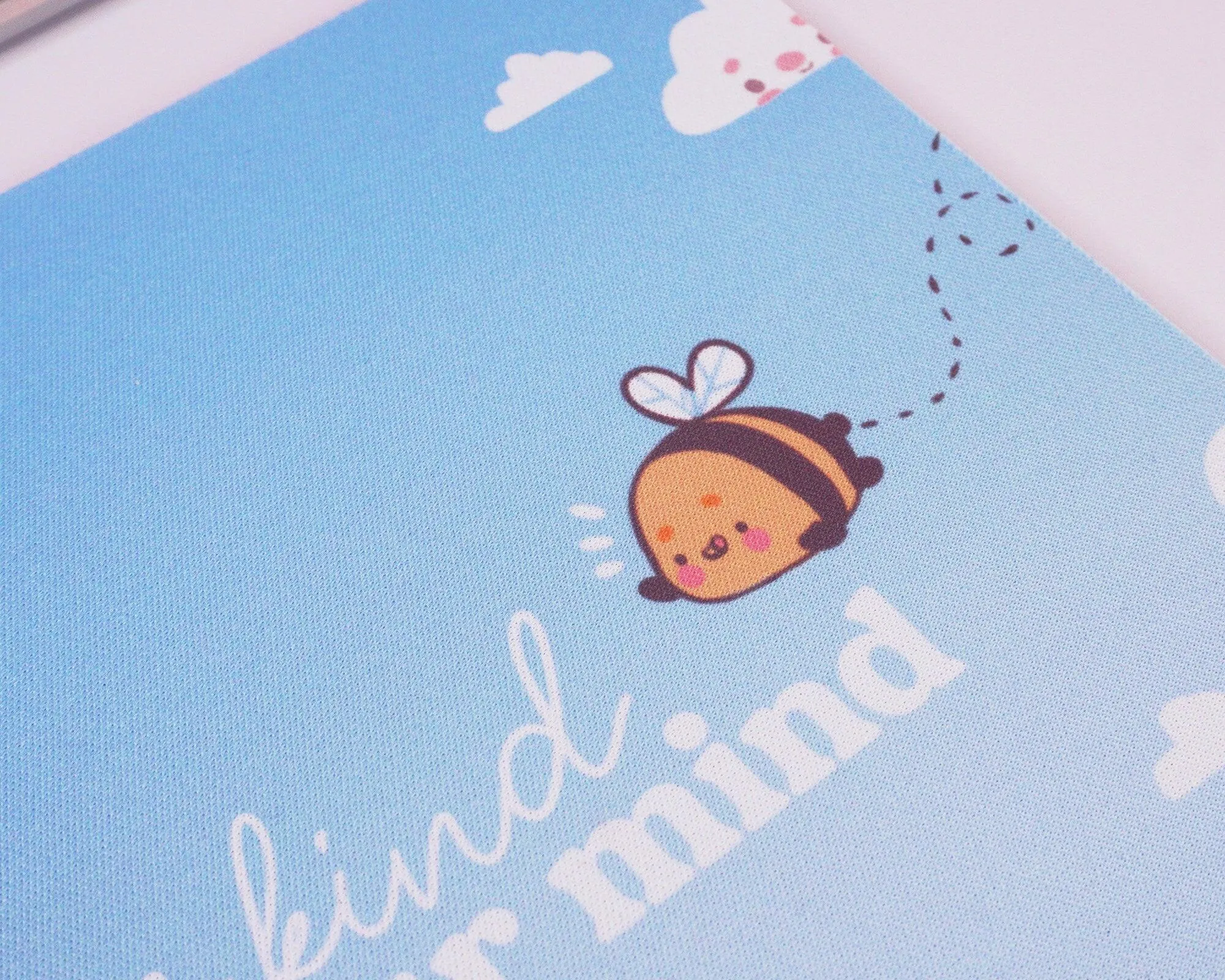 Bumblebutt Bee Summer Mouse Pad | Bee Kind to Your Mind Quote | Positive Kawaii Desk Accessory