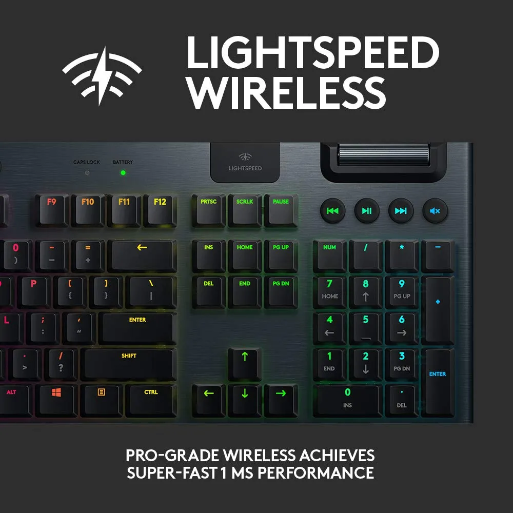 Certified Refurbished - Logitech G915 LIGHTSPEED RGB Mechanical Gaming Keyboard, Low Profile GL Clicky Key Switch