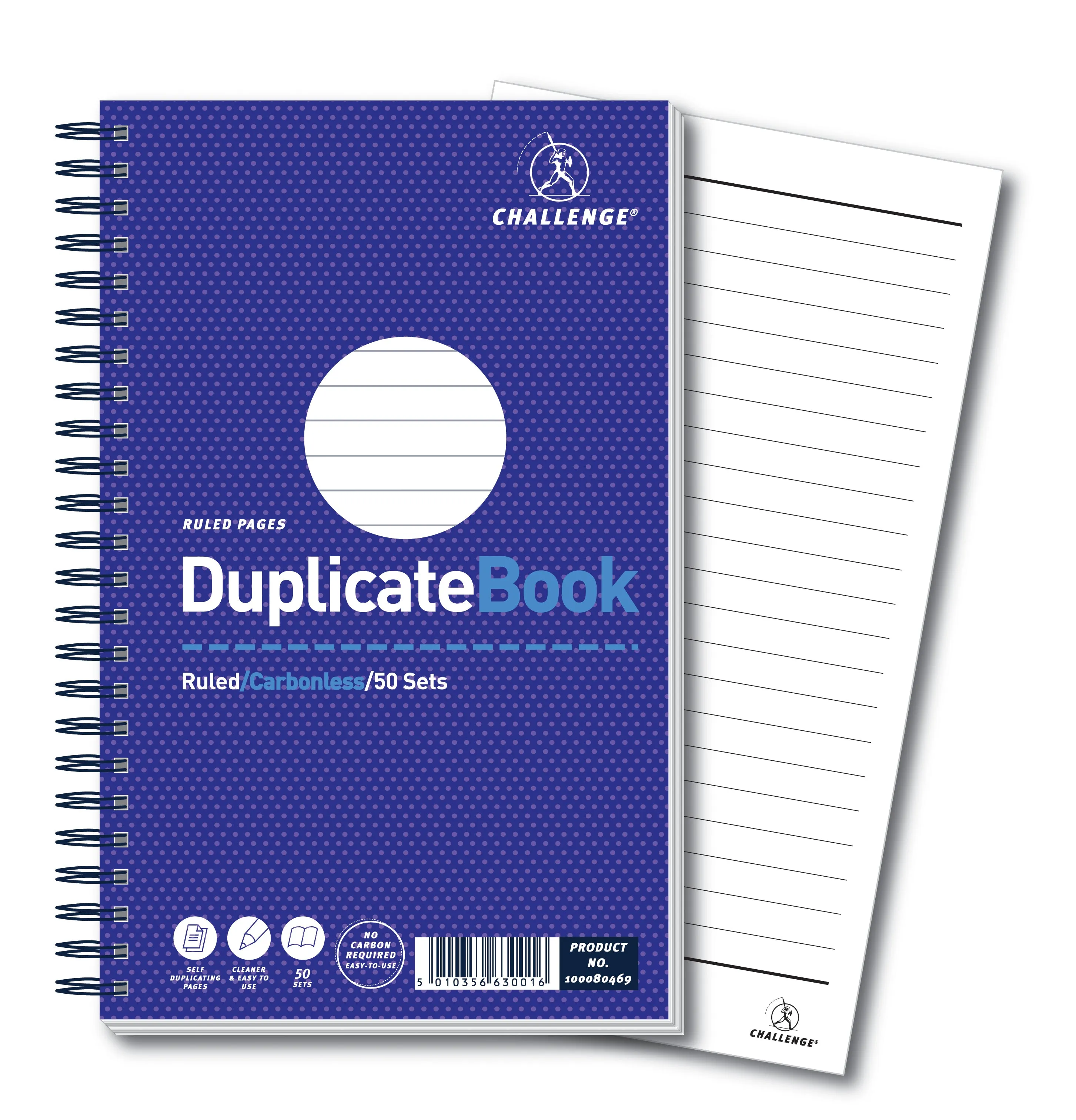 Challenge Duplicate Book Carbonless Wirebound Ruled 210x130mm (Pack 5) 100080469