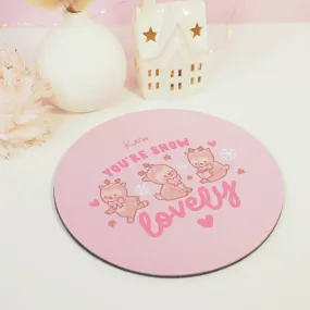 Cinnamon Reindeer Kawaii Mouse Pad – Pink Aesthetic Desk Mat | Cute Coquette Office Decor | Winter Gaming & Workspace Accessories