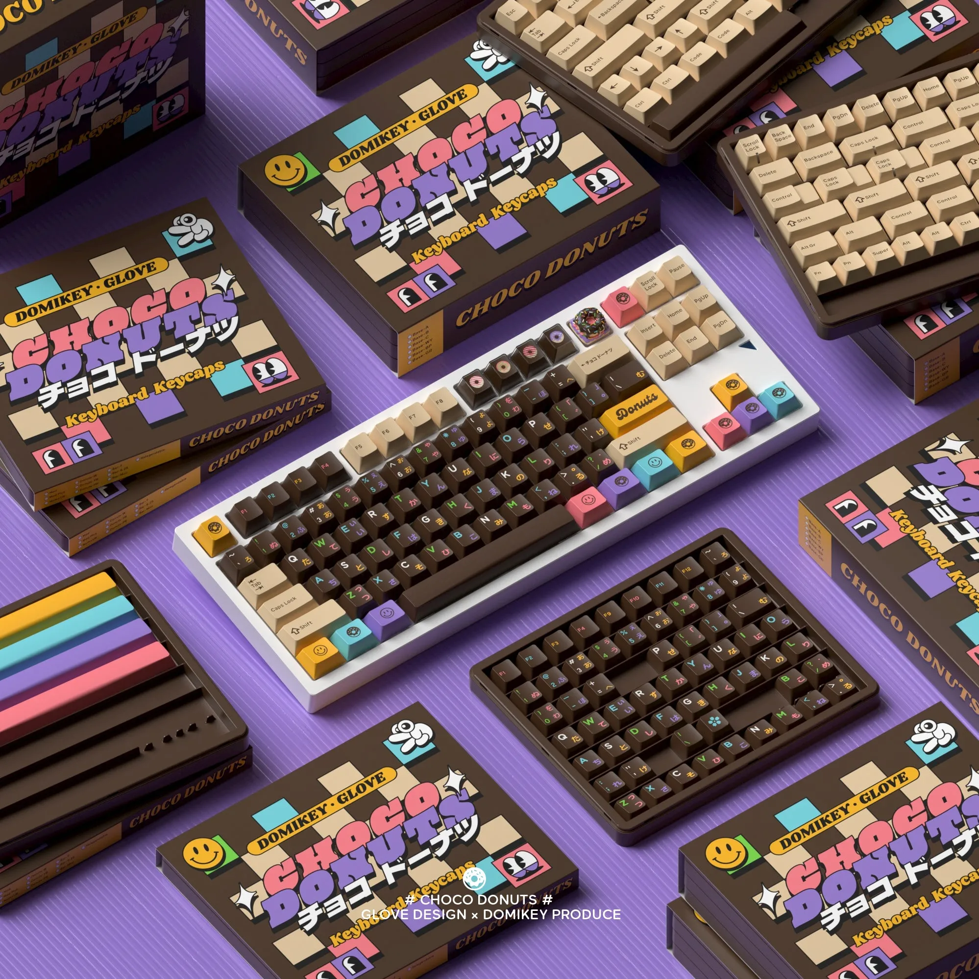 [CLOSED][GB] GLOVE x Domikey Choco Donuts Cherry profile Doubleshot tripleshot keycaps resion novelty stitch-edged mousepad