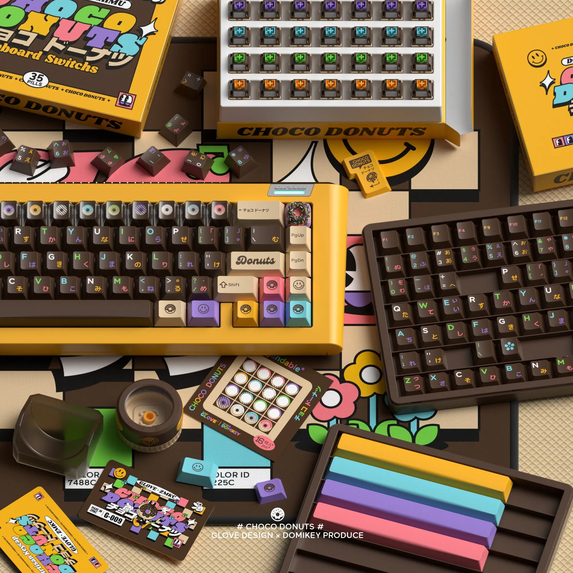 [CLOSED][GB] GLOVE x Domikey Choco Donuts Cherry profile Doubleshot tripleshot keycaps resion novelty stitch-edged mousepad