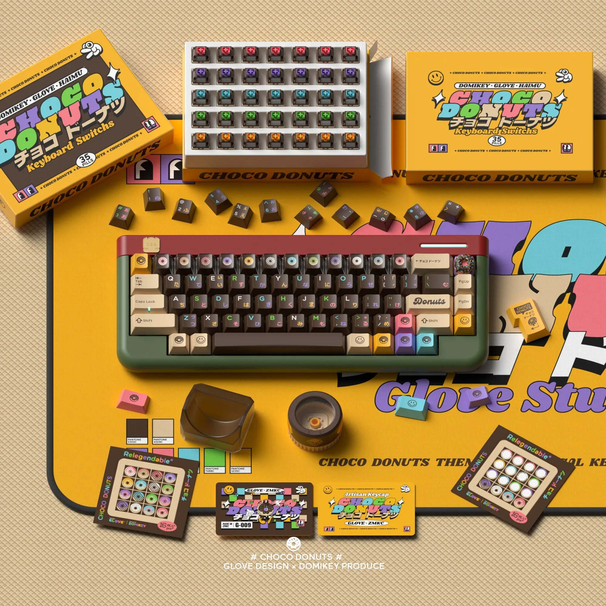 [CLOSED][GB] GLOVE x Domikey Choco Donuts Cherry profile Doubleshot tripleshot keycaps resion novelty stitch-edged mousepad