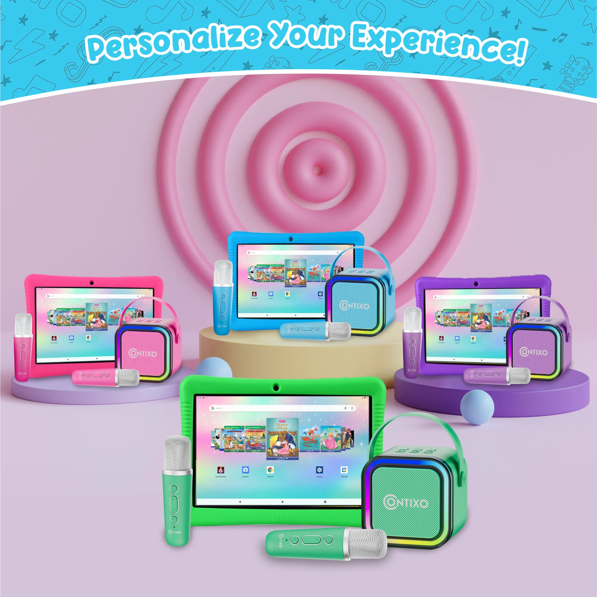 Contixo K102 10" Kids Tablet with Kids Bluetooth Karaoke and Two Microphones by Contixo