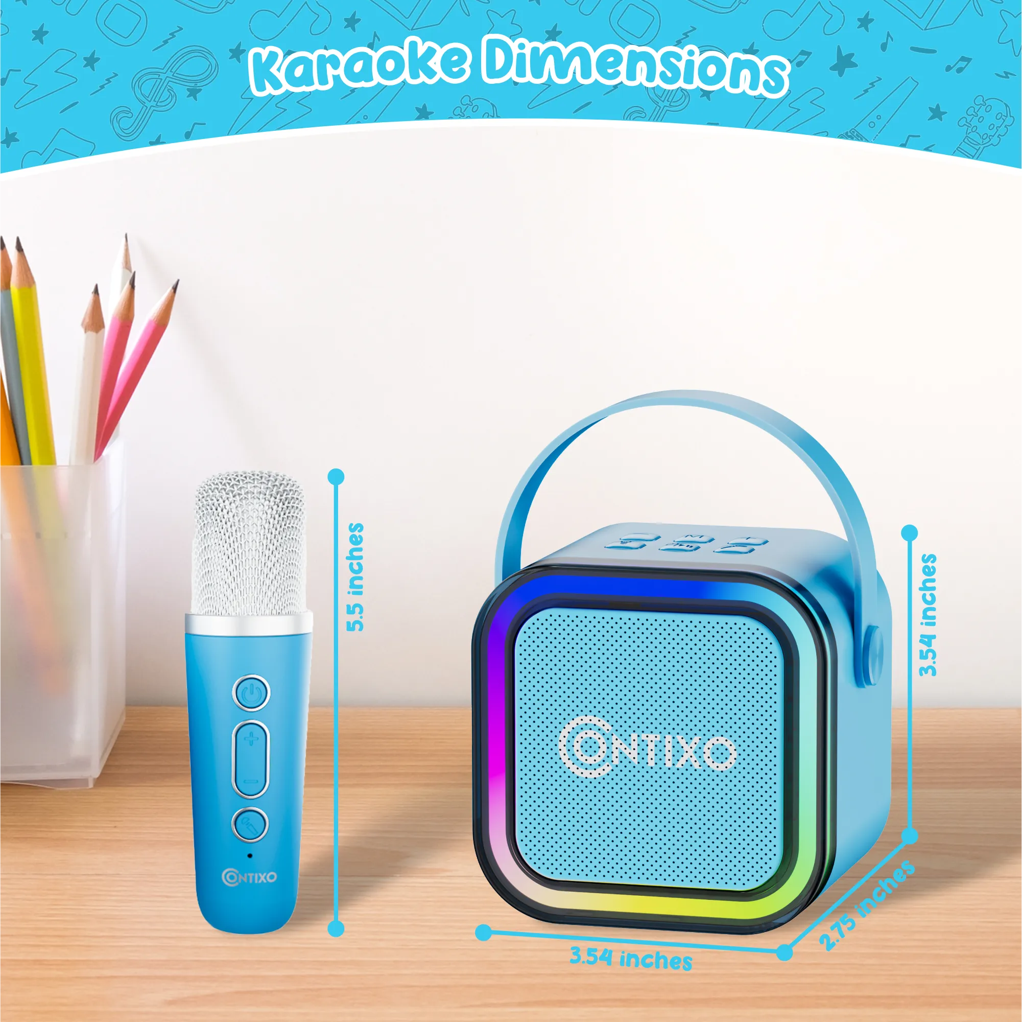 Contixo K102 10" Kids Tablet with Kids Bluetooth Karaoke and Two Microphones by Contixo