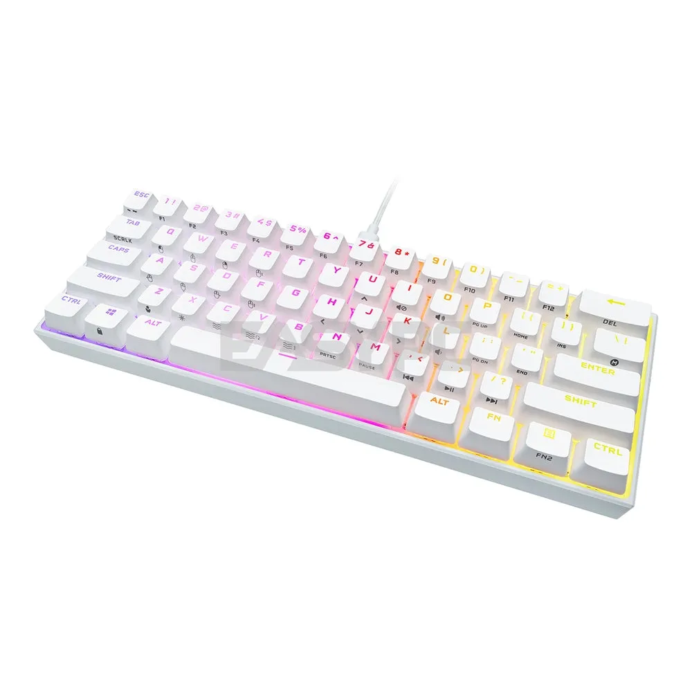 Corsair K65 RGB MINI 60% White Mechanical Detachable Cable, Braided Cable Gaming Keyboard -Cherry MX Speed CS-CH-9194114-NA 7UBE COCS2502