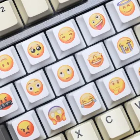 Cute Face Mood Meme Expression Keycap Dye Subbed keycaps for mx stem mechanical keyboards Yellow funny snicker Tongue Cry