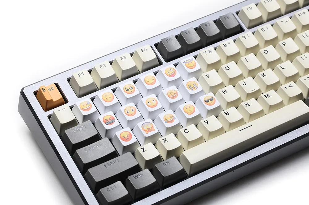 Cute Face Mood Meme Expression Keycap Dye Subbed keycaps for mx stem mechanical keyboards Yellow funny snicker Tongue Cry