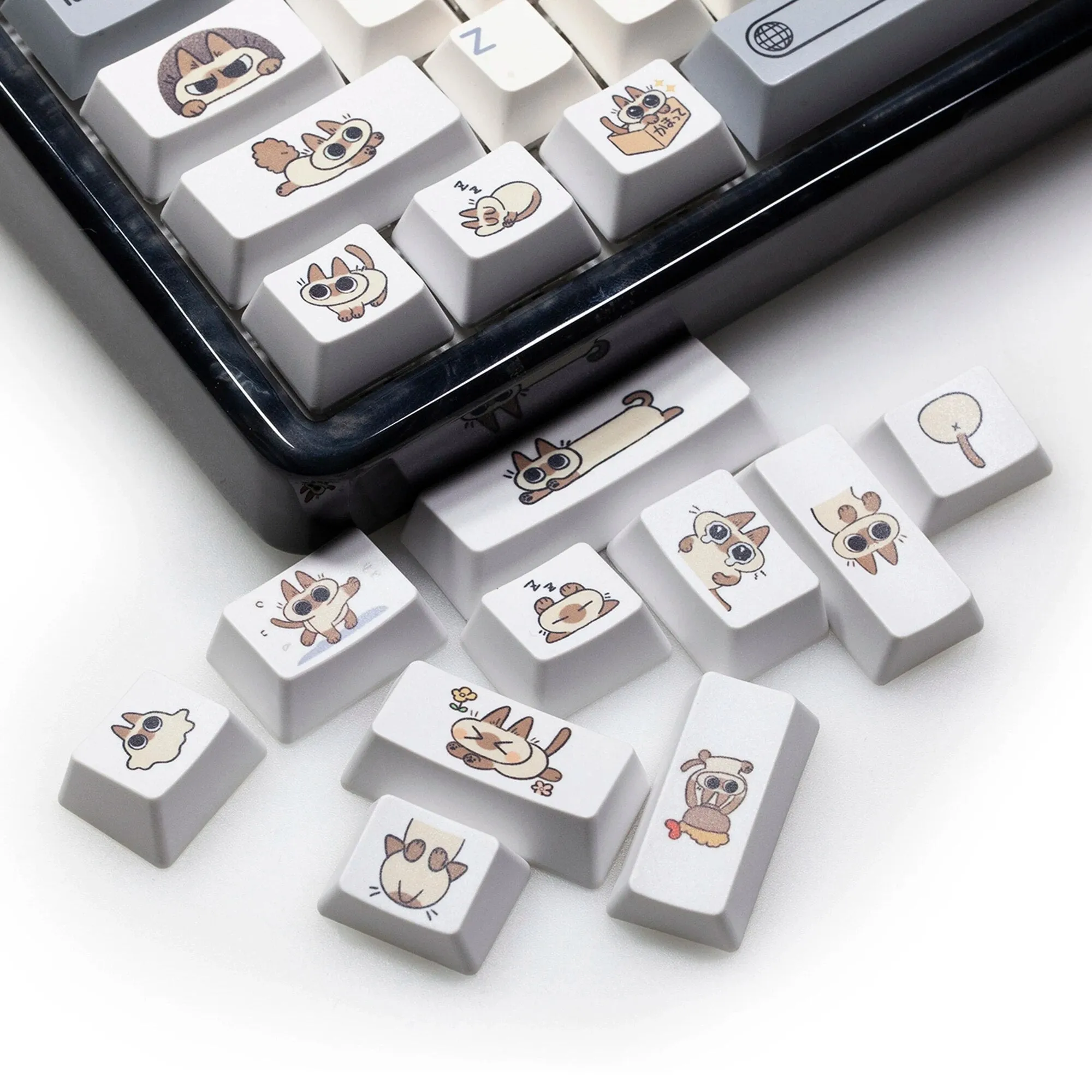 Cute Little Siamese cat Keycap Kitty Meme Keycap Dye Subbed keycaps for MX Mechanical Keyboards Enter Backspace Alt Ctrl Shift