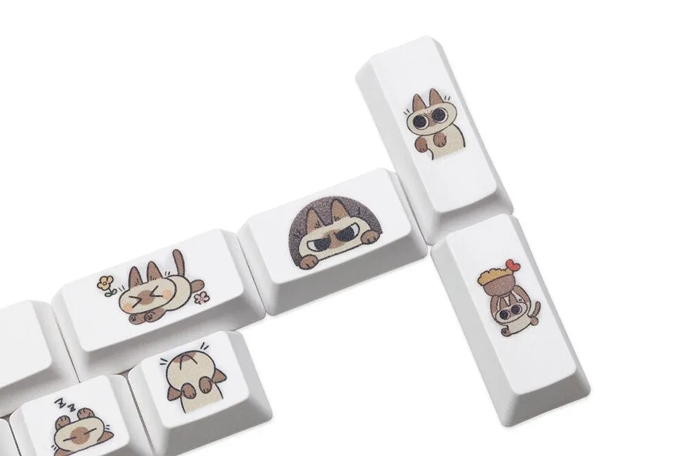 Cute Little Siamese cat Keycap Kitty Meme Keycap Dye Subbed keycaps for MX Mechanical Keyboards Enter Backspace Alt Ctrl Shift