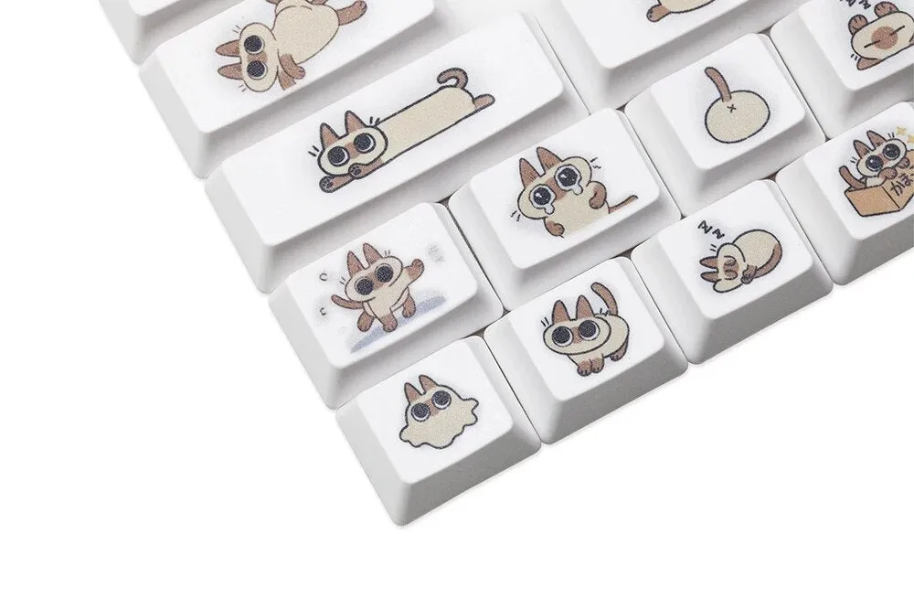 Cute Little Siamese cat Keycap Kitty Meme Keycap Dye Subbed keycaps for MX Mechanical Keyboards Enter Backspace Alt Ctrl Shift