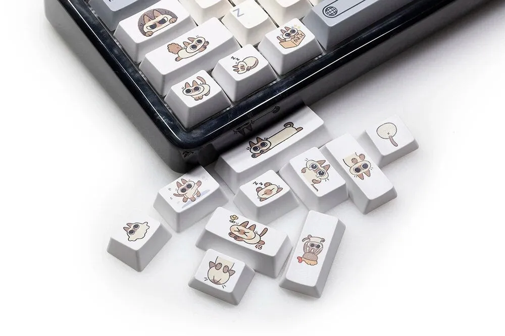 Cute Little Siamese cat Keycap Kitty Meme Keycap Dye Subbed keycaps for MX Mechanical Keyboards Enter Backspace Alt Ctrl Shift