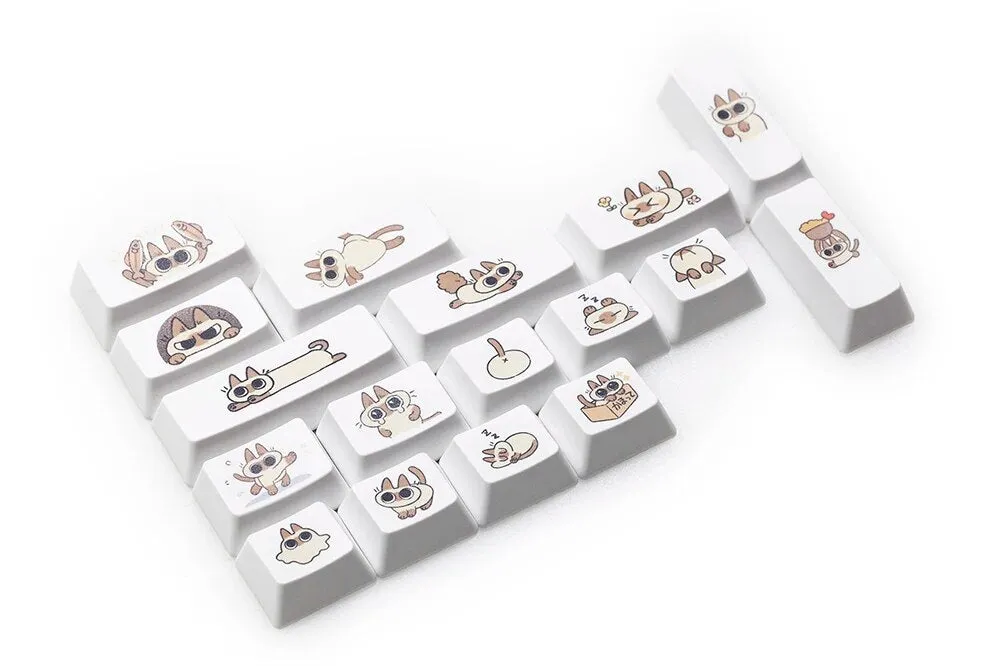 Cute Little Siamese cat Keycap Kitty Meme Keycap Dye Subbed keycaps for MX Mechanical Keyboards Enter Backspace Alt Ctrl Shift