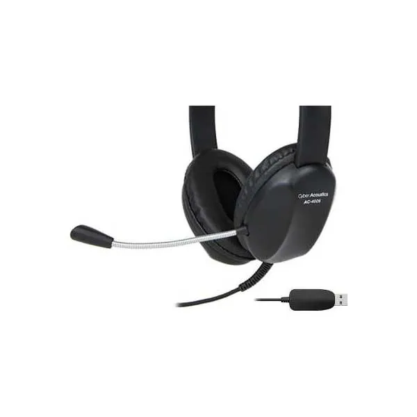 Cyber Acoustics AC-4006 USB Stereo Headset with Noise-Canceling Flexible Boom Microphone