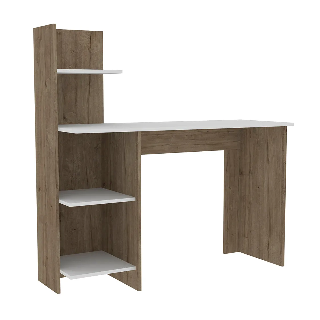 Desk Wichita, Four Shelves, Light Oak / White Finish