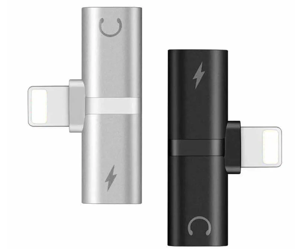 Double 2in1 Headphone Audio & Charger Adapter Splitter For iPhone X XR 7 8 - #MOBIL-789X0