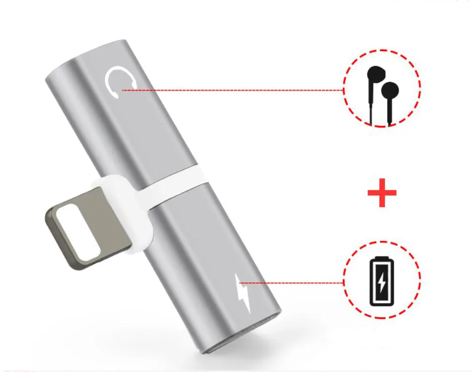 Double 2in1 Headphone Audio & Charger Adapter Splitter For iPhone X XR 7 8 - #MOBIL-789X0