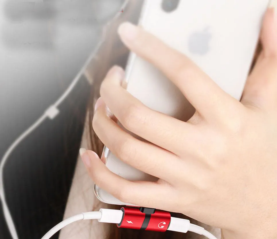 Double 2in1 Headphone Audio & Charger Adapter Splitter For iPhone X XR 7 8 - #MOBIL-789X0