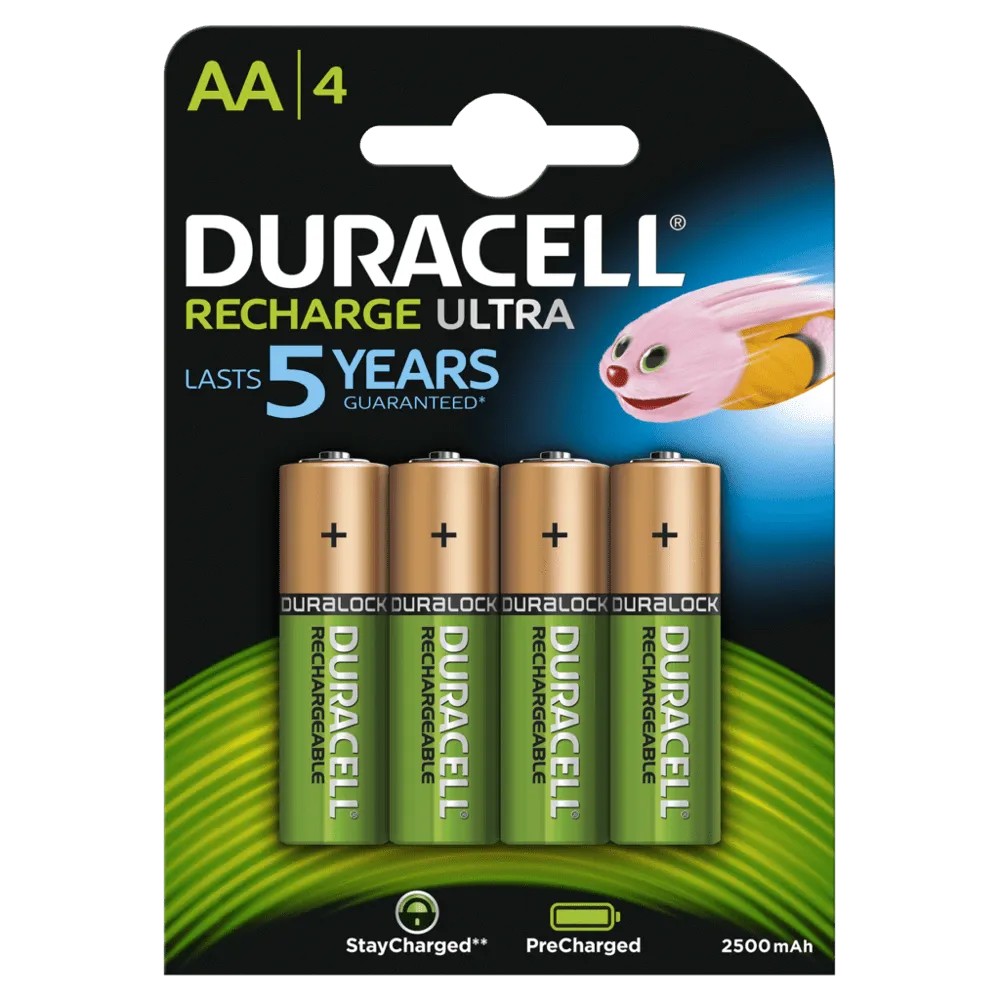 Duracell Recharge Ultra AA Batteries - Rechargeable - 4 Pack