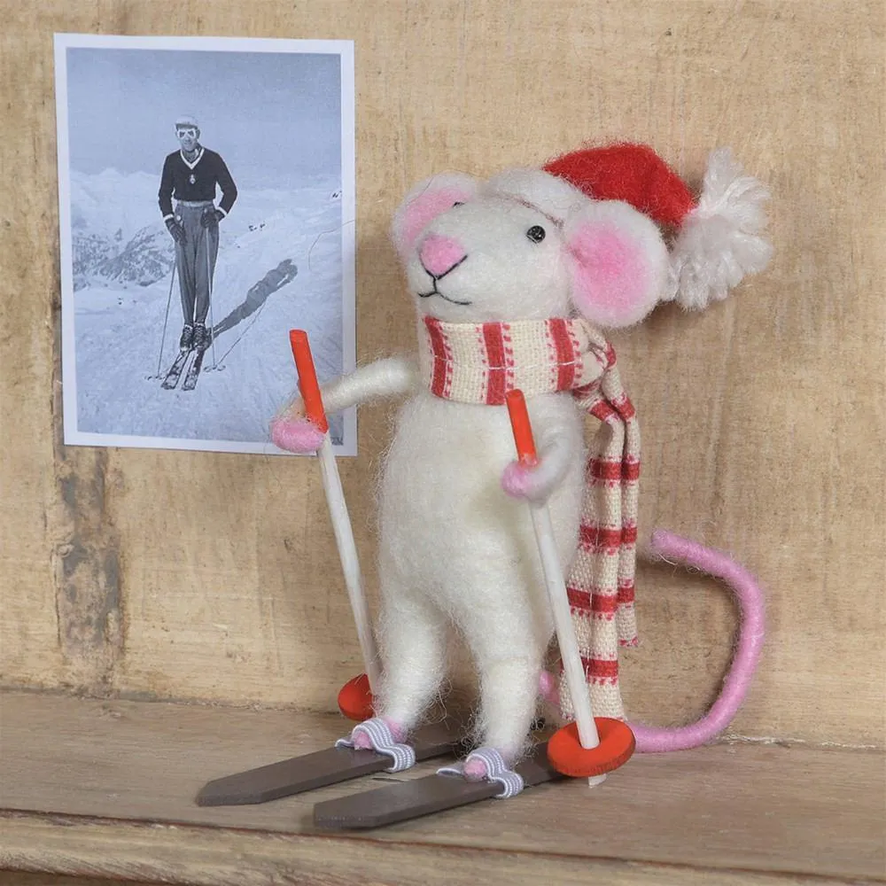 Felt Skier Mouse Ornament - Set Of 4 By HomArt
