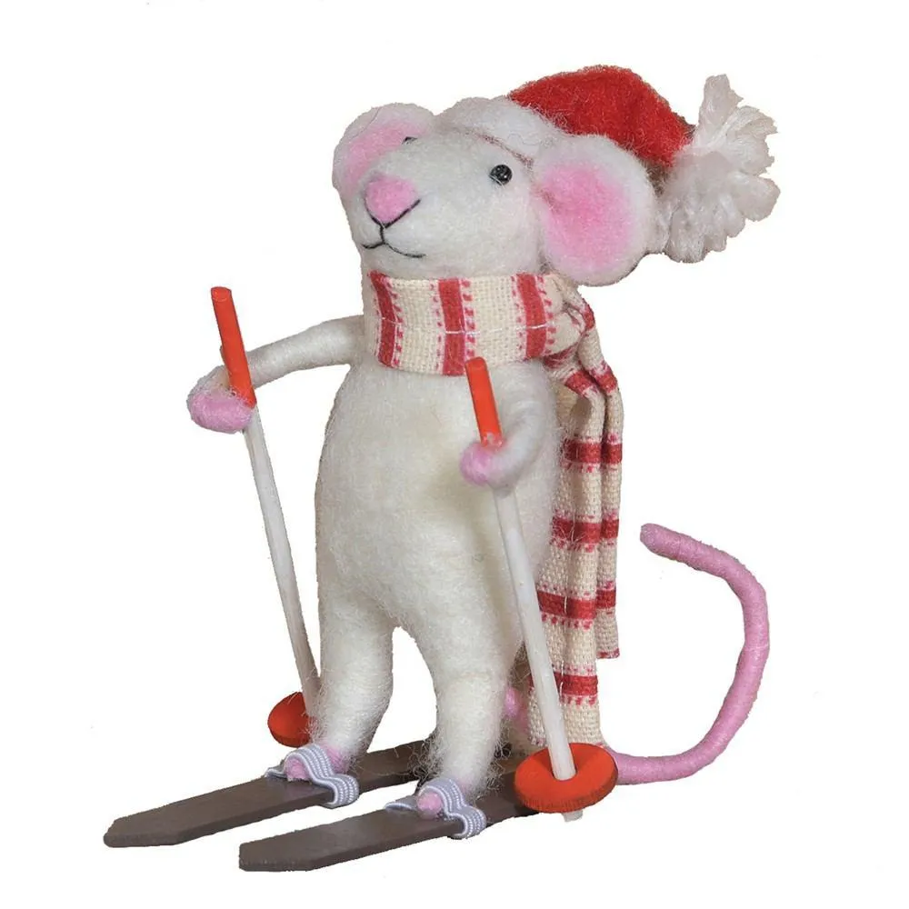 Felt Skier Mouse Ornament - Set Of 4 By HomArt