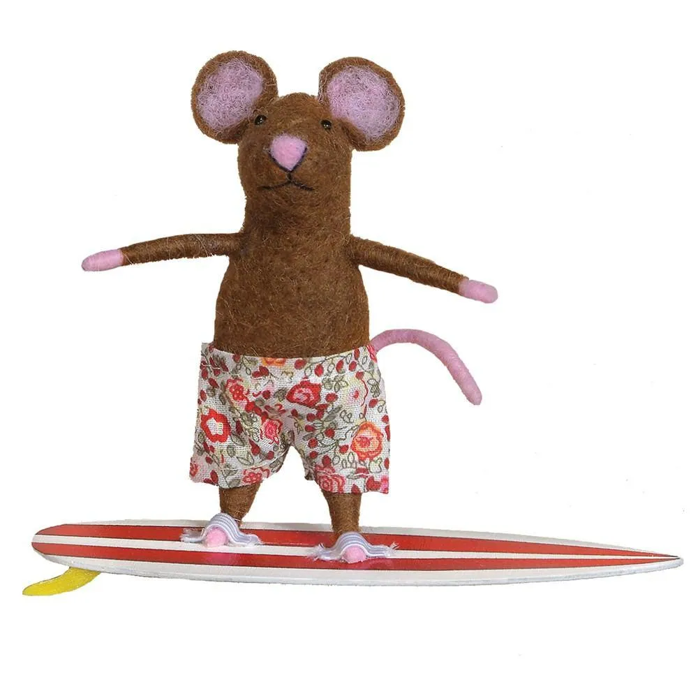 Felt Surfer Mouse Ornament - Set Of 4 By HomArt