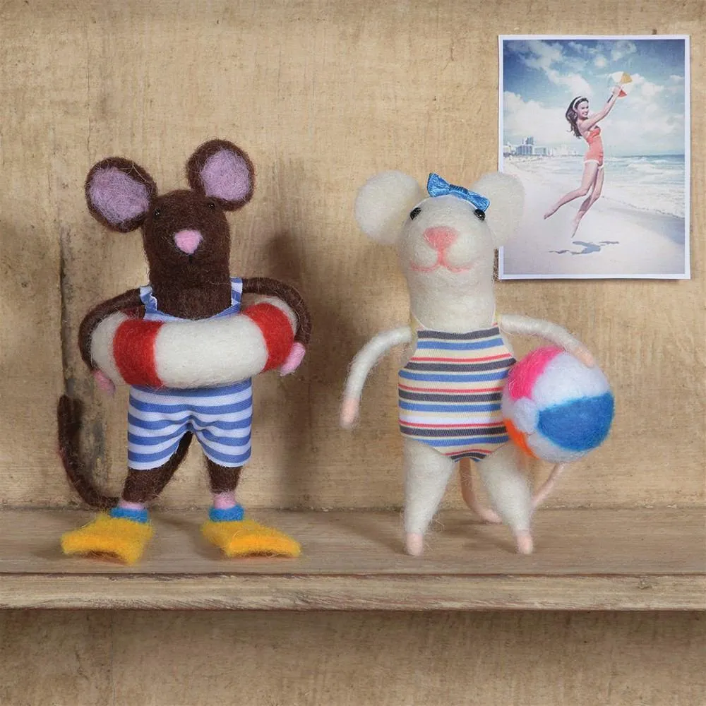 Felt Swimmer Guy Mouse Ornament - Set Of 4 By HomArt